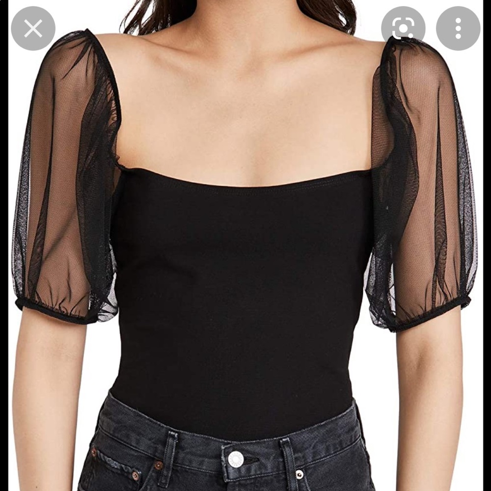 Free people black puff sleeve top